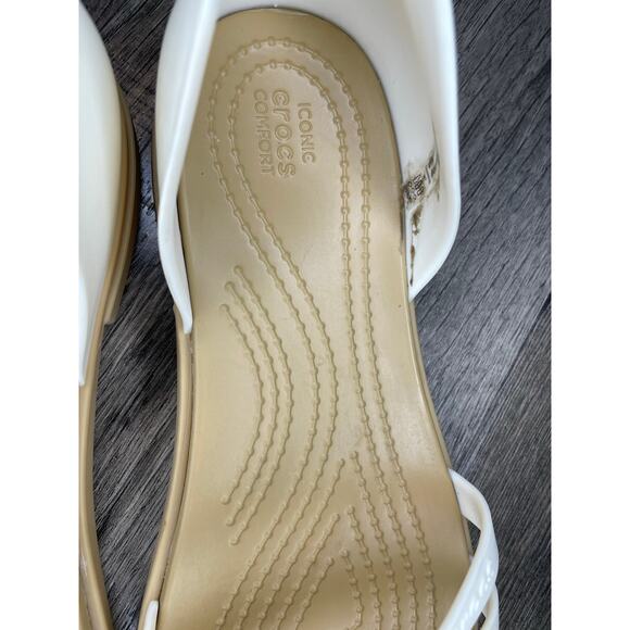 CROCS White and Tan Flats - Picture 5 of 9